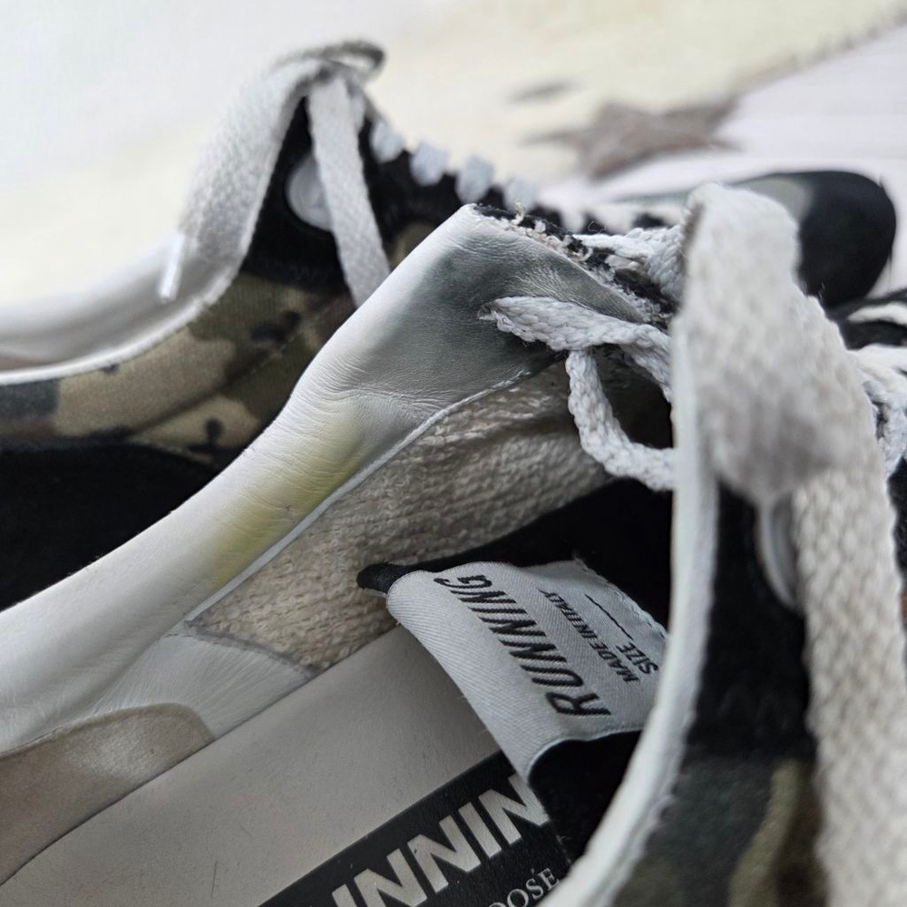 Golden Goose Running camo sneakers gold glitter star distressed black suede 38 - Picture 8 of 13
